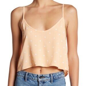 Peach polkadot crop camisole tank top; Flynn Skye; rayon fabric
